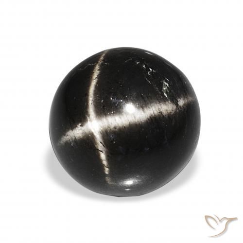 Diópsido Estrella Negro natural de 9.27 ct, Redondo, Opaco