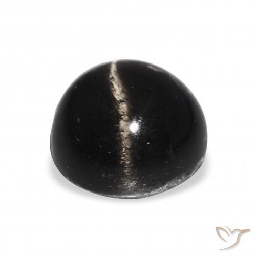Diópsido Estrella Negro natural de 9.27 ct, Redondo, Opaco