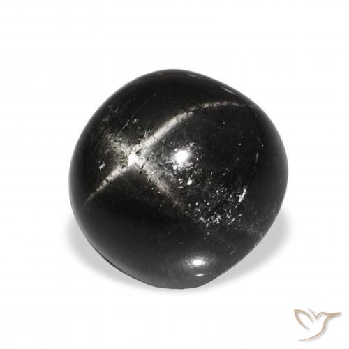 Diópsido Estrella Negro natural de 10.11 ct, Redondo, Opaco