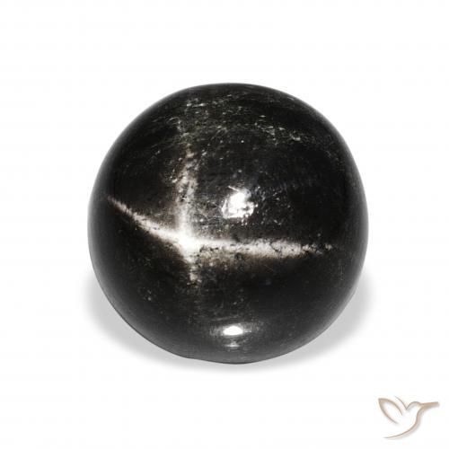 Diópsido Estrella Negro natural de 10.95 ct, Redondo, Opaco