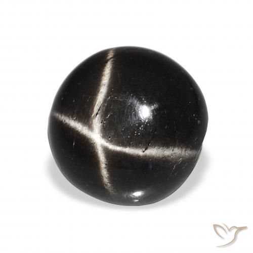 Diópsido Estrella Negro natural de 8.06 ct, Redondo, Opaco