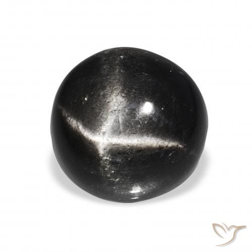Diópsido Estrella Negro natural de 6.96 ct, Redondo, Opaco