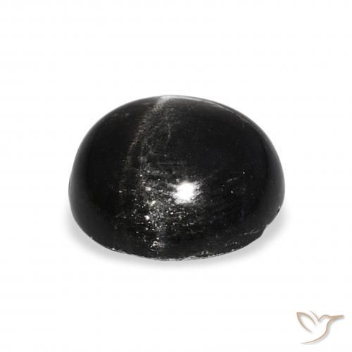 Diópsido Estrella Negro natural de 6.96 ct, Redondo, Opaco