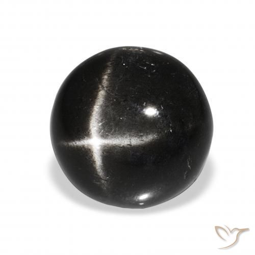 Diópsido Estrella Negro natural de 8.90 ct, Redondo, Opaco