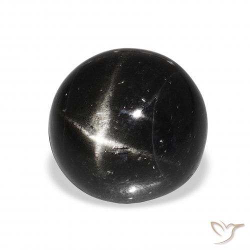 Diópsido Estrella Negro natural de 8.50 ct, Redondo, Opaco