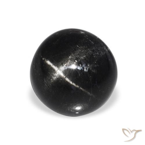 Diópsido Estrella Negro natural de 4.80 ct, Redondo, Opaco