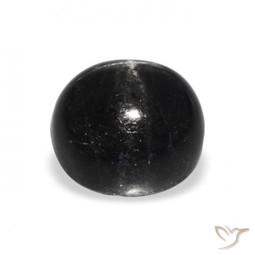 Diópsido Estrella Negro natural de 4.80 ct, Redondo, Opaco