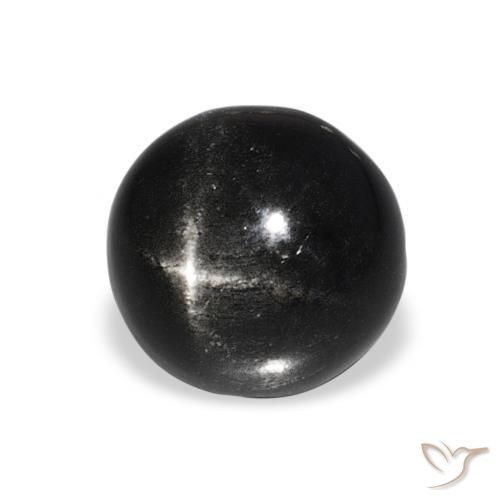 Diópsido Estrella Negro natural de 3.64 ct, Redondo, Opaco