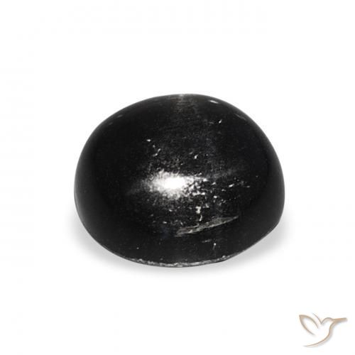 Diópsido Estrella Negro natural de 3.64 ct, Redondo, Opaco