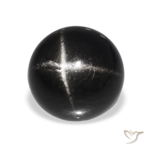 Diópsido Estrella Negro natural de 7.90 ct, Redondo, Opaco