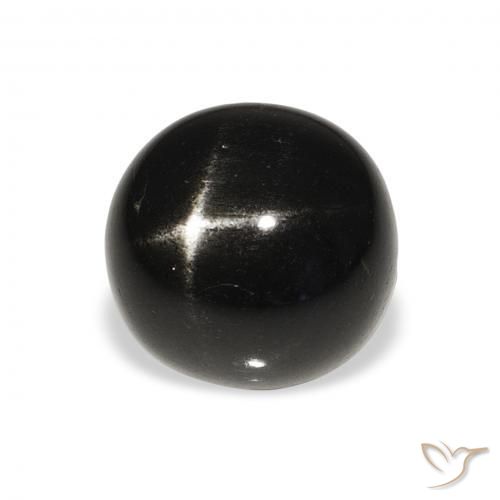 Diópsido Estrella Negro natural de 7.54 ct, Redondo, Opaco