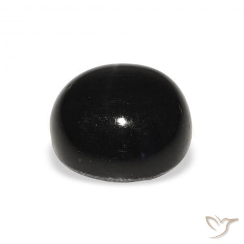 Diópsido Estrella Negro natural de 7.54 ct, Redondo, Opaco