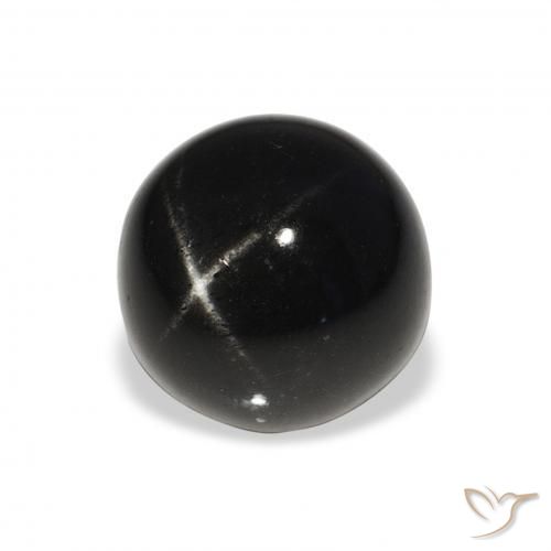 Diópsido Estrella Negro natural de 8.51 ct, Redondo, Opaco
