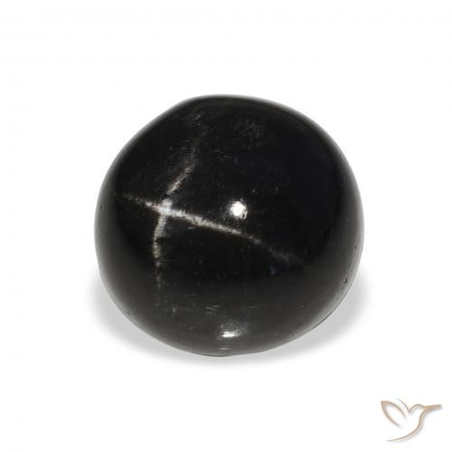 Diópsido Estrella Negro natural de 7.94 ct, Redondo, Opaco