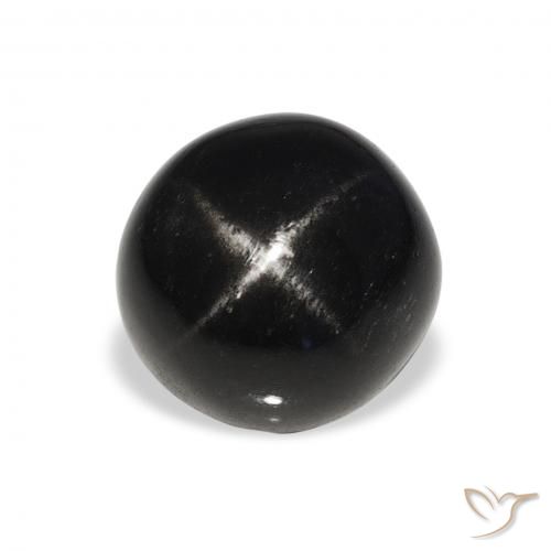 7.35ct Natural Negro Diópsido Estrella, Redondo, Opaco