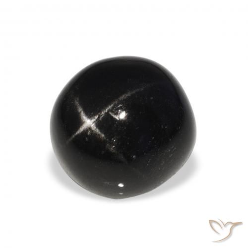 Diópsido Estrella Negro natural de 7.35 ct, Redondo, Opaco