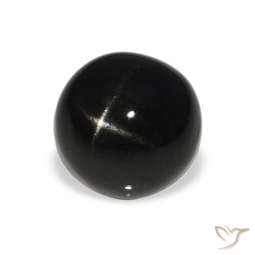 Diópsido Estrella Negro natural de 4.27 ct, Redondo, Opaco