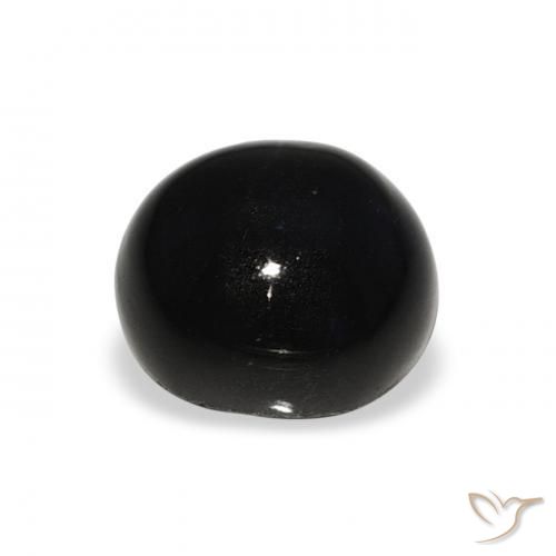 Diópsido Estrella Negro natural de 4.27 ct, Redondo, Opaco