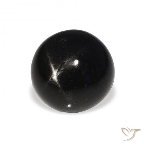 Diópsido Estrella Negro natural de 7.08 ct, Redondo, Opaco