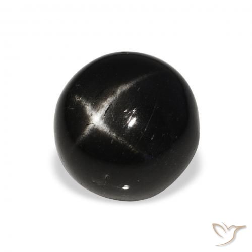 Diópsido Estrella Negro natural de 8.09 ct, Redondo, Opaco