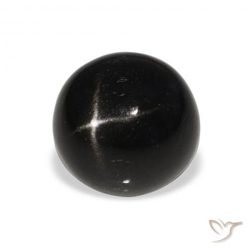 Diópsido Estrella Negro natural de 8.59 ct, Redondo, Opaco