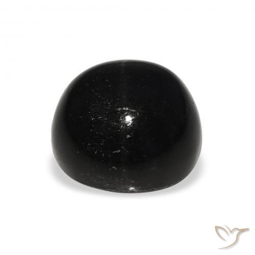 Diópsido Estrella Negro natural de 8.59 ct, Redondo, Opaco