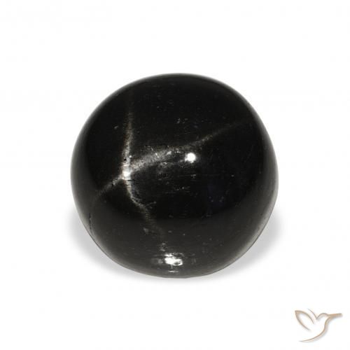 Diópsido Estrella Negro natural de 7.23 ct, Redondo, Opaco
