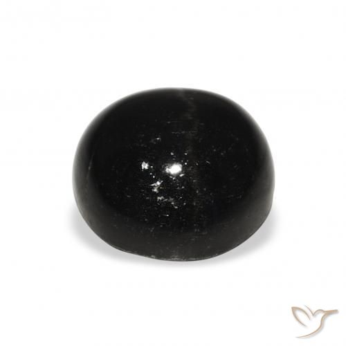 Diópsido Estrella Negro natural de 7.23 ct, Redondo, Opaco