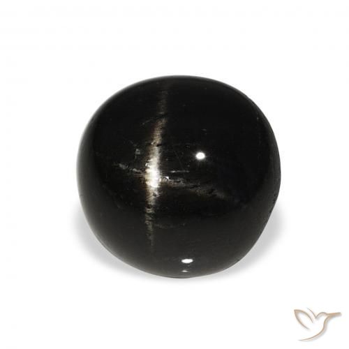 Diópsido Estrella Negro natural de 6.00 ct, Redondo, Opaco
