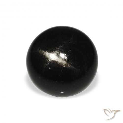 Diópsido Estrella Negro natural de 6.07 ct, Redondo, Opaco