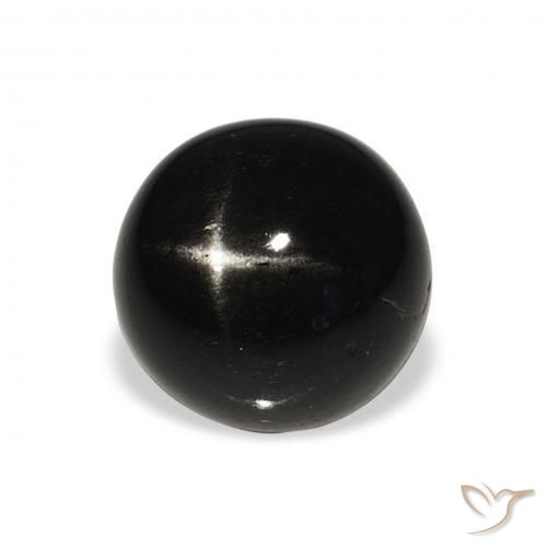 Diópsido Estrella Negro natural de 7.07 ct, Redondo, Opaco