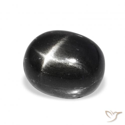 Diópsido Estrella Negro natural de 7.08 ct, Ovalada, Opaco