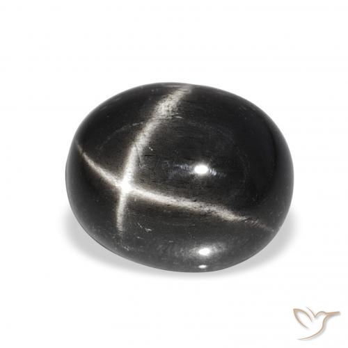 Diópsido Estrella Negro natural de 6.48 ct, Ovalada, Opaco