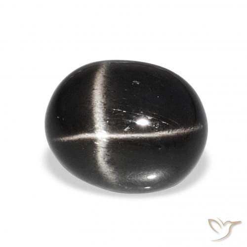 Diópsido Estrella Negro natural de 7.15 ct, Ovalada, Opaco