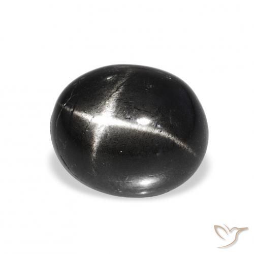 Diópsido Estrella Negro natural de 5.74 ct, Ovalada, Opaco