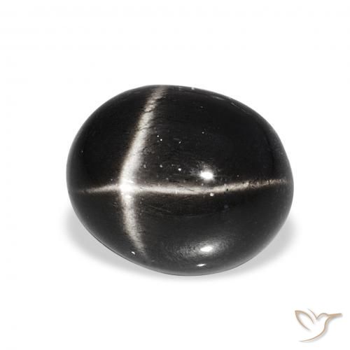 Diópsido Estrella Negro natural de 6.92 ct, Ovalada, Opaco