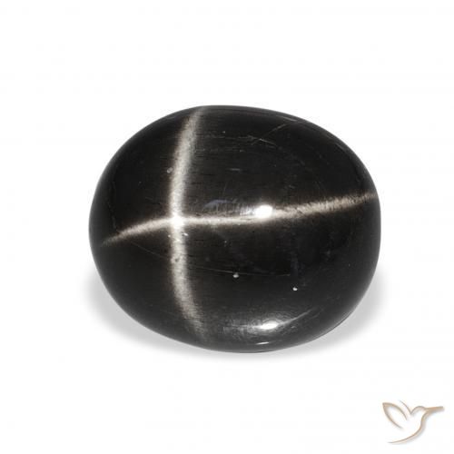 Diópsido Estrella Negro natural de 6.11 ct, Ovalada, Opaco