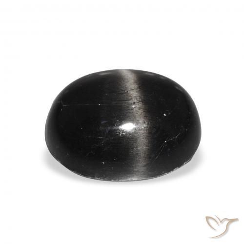 Diópsido Estrella Negro natural de 6.11 ct, Ovalada, Opaco