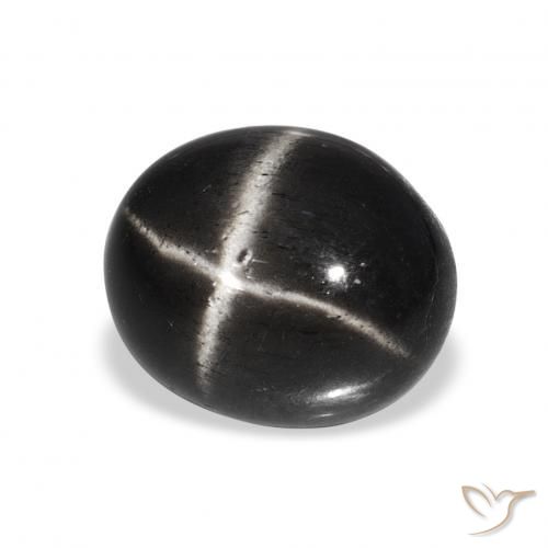Diópsido Estrella Negro natural de 6.66 ct, Ovalada, Opaco