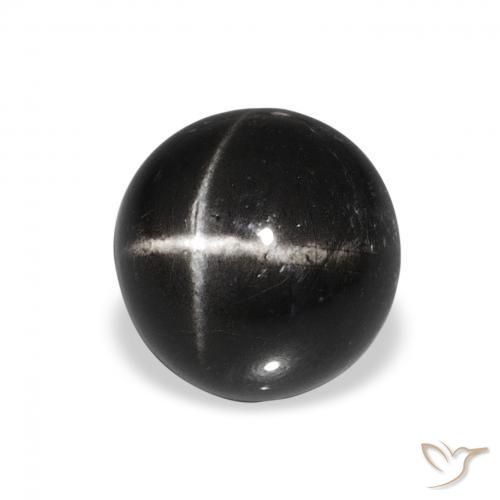 Diópsido Estrella Negro natural de 4.65 ct, Redondo, Opaco