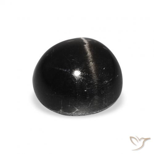 Diópsido Estrella Negro natural de 4.65 ct, Redondo, Opaco