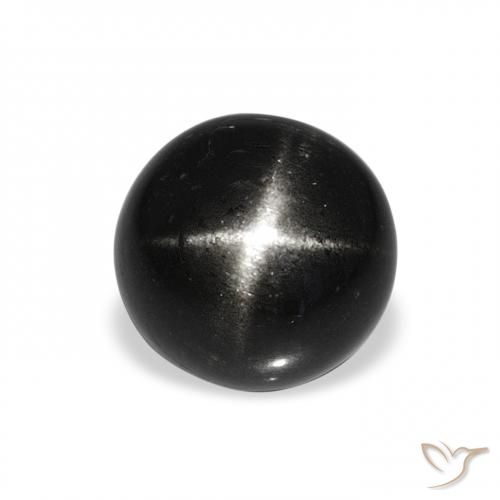 4.53ct Negro Diópsido Estrella, Redondo, Opaco