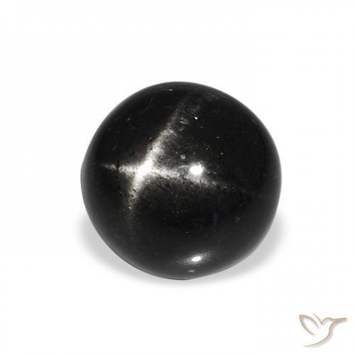 Diópsido Estrella Negro natural de 4.53 ct, Redondo, Opaco