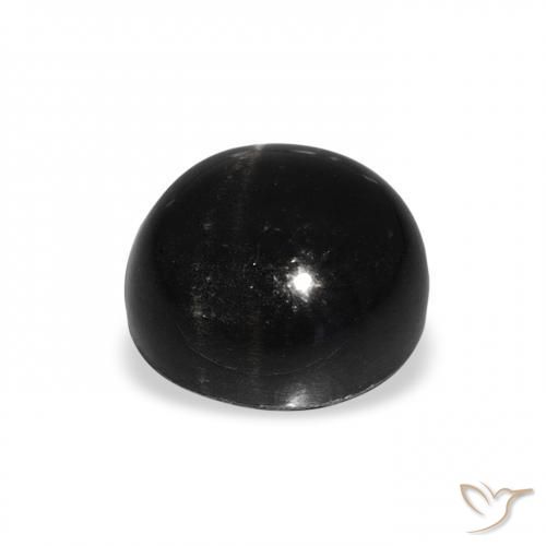 Diópsido Estrella Negro natural de 4.53 ct, Redondo, Opaco