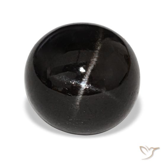 Diopsido estrella negro natural de 4,65 ct, corte redondo, opaco