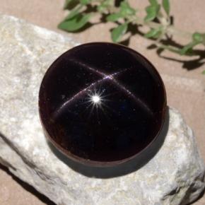 Granate estrella rojo natural de 26,52 ct, corte redondo, opaco
