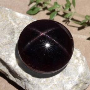 Granate estrella rojo natural de 26,52 ct, corte redondo, opaco