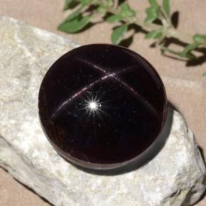 Granate estrella rojo natural de 26,52 ct, corte redondo, opaco