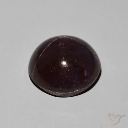 Granate estrella Rojo caoba natural de 10.73 ct, Redondo, Opaco