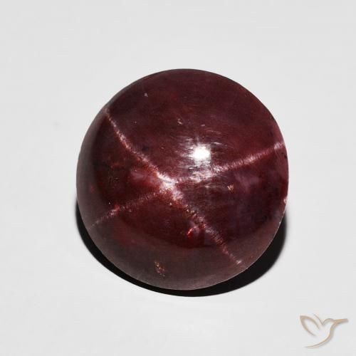 Granate estrella Rojo oscuro natural de 8.57 ct, Redondo, Opaco